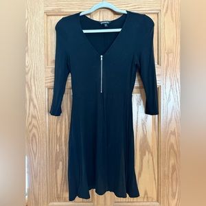 Small Black Express 1/2 Sleeve Zipper Dress